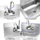 Stainless steel wall mount hand washing sink with rotatable faucet, oversized bowl, and rounded corners for easy.