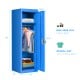 Blue 48-inch single tier metal locker with open door, hanging rod, and secure lock for children's storage organization.