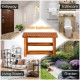 Freestanding wood bench with three-tier storage shelves, made of acacia wood, ideal for entryway or garden use.