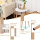 Modern 16-inch round coffee table with white MDF top and solid pine wood legs, ideal for living room or bedroom use.