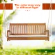 Side view of the 2-person hanging porch swing bench with curved backrest and sturdy hanging ropes, perfect for outdoor.
