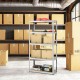Five-tier adjustable storage shelf made of steel with a galvanized finish, ideal for organizing tools in a garage or.