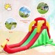 Bright inflatable water slide bounce house with water guns, designed for kids' outdoor fun and backyard parties.