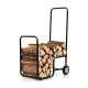 Firewood log cart carrier featuring a large loading space and sturdy frame, designed for easy transport of multiple.