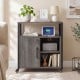 File cabinet on wheels in gray with charging station, lockable side cabinet, and open shelf for versatile organization.