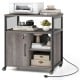 File cabinet on wheels in gray with charging station, open shelf, and lockable cabinet for versatile office storage.