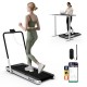 Folding treadmill with remote control, 3HP motor, and Bluetooth connectivity for versatile home workouts.