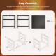 Firewood log rack assembly instructions showing parts and steps, featuring a heavy-duty steel frame and portable.