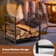 Firewood log rack in black with raised feet and handles, designed for better burning and easy portability.