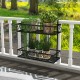Black metal flower pot holder with two planter baskets and adjustable hooks, perfect for enhancing small balcony spaces.