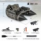 Inflatable fishing float tube in camouflage with adjustable backrest, rod holder, and removable shoulder straps for.