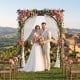 Flat top garden arch trellis made of sturdy fir wood, perfect for weddings and supporting climbing plants.