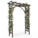 Flat top garden arch trellis with a sturdy fir wood structure, designed for climbing plants and enhancing outdoor weddings.