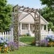 Flat top garden arch trellis made of sturdy fir wood, perfect for climbing plants and as a wedding arch in your yard.