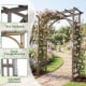 Flat top garden arch trellis made of sturdy fir wood, ideal for climbing plants and wedding decorations in brown.