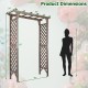 Flat top garden arch with gate, 85" tall, made of sturdy fir wood, ideal for climbing plants and wedding decor.