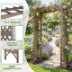 Flat top garden arch with gate, made of sturdy fir wood, ideal for climbing plants and wedding decorations.