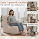 Curved floor chair in beige with detachable headrest, designed for ergonomic comfort and versatile use in any room.