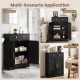 Black floor storage cabinet with doors, drawer, and adjustable shelf, ideal for organizing essentials in any room.