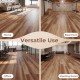 Brown waterproof vinyl plank flooring displayed in versatile settings: home, office, basement, and meeting room.