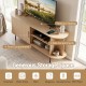 Fluted TV stand with spacious tabletop, 8 compartments, and elegant wood-like surface for organized entertainment.