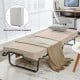 Rollaway folding bed with beige memory foam mattress, heavy-duty steel frame, and dust-proof cover for easy storage.