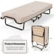 Rollaway folding bed with memory foam mattress, heavy-duty steel frame, dimensions 31" x 76.5" x 16", includes.