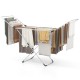 Folding clothes drying rack with adjustable wings, made of sturdy aluminum, ideal for indoor and outdoor use.