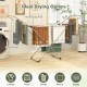 Folding clothes drying rack with adjustable wings, designed for indoor and outdoor use, ideal for drying various items.