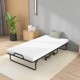 Twin size metal folding bed with memory foam mattress, showcasing a sleek side view and breathable cover, ideal for.