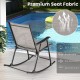 Folding rocking chair with breathable seat fabric, brown color, designed for comfort and quick drying by the poolside.