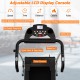 Folding treadmill with adjustable LCD display, 12 preset programs, and quick speed keys for efficient workouts.