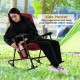 Foldable rocking padded camping chair in red with side pocket, perfect for outdoor relaxation and easy storage.