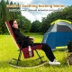 Foldable rocking padded camping chair in red with backrest and armrests, perfect for outdoor relaxation and comfort.