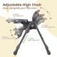 Adjustable high chair in gray with 7 height positions, 3 backrest angles, and detachable cushion for babies and.