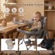 Removable double-layer tray of a gray foldable high chair for babies, featuring easy cleaning and adjustable positions.