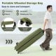 Portable wheeled storage bag in green for easy transport, ideal for camping, beach, or motorcycle trips.