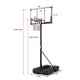 Foldable basketball hoop with adjustable height from 7.54 to 10 ft, featuring a shatterproof PC backboard and stable.