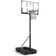 Foldable basketball hoop with adjustable height, shatterproof PC backboard, and stable base for indoor and outdoor use.