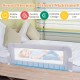 Foldable bed rail in light gray with soft padding, designed for toddler safety and easy access to the bed.