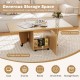 Foldable coffee table in oak with a spacious tabletop and two-door cabinet for organized storage and easy access.
