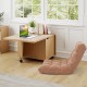 Foldable coffee table with storage cabinet in oak, featuring a quick-folding tabletop and wheels for easy mobility.