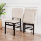 Beige foldable dining chair set of 2 with padded seat and tilt backrest, ideal for kitchens and living rooms.