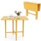 Foldable dining table for 2-4 people with rubber wood legs, featuring drop leaf design for small spaces and rustic wood.