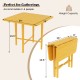 Foldable dining table with rubber wood legs, featuring drop leaf design for 2-4 people, ideal for small spaces.