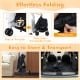 Foldable double pet stroller in black with adjustable sunshade, easy to store and transport for pet owners.