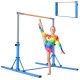 Foldable blue gymnastics bar for kids, adjustable from 35.5" to 59", ideal for indoor training and exercise.