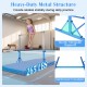 Foldable blue gymnastics bar for kids features adjustable heights, heavy-duty metal frame, and supports up to 265 lbs.