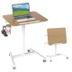Foldable mobile standing desk with a tiltable tabletop, adjustable height, and cup holder, perfect for versatile.