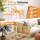 Compact foldable mobile standing desk with a 90° tilting tabletop, ideal for reading, drawing, or working comfortably.